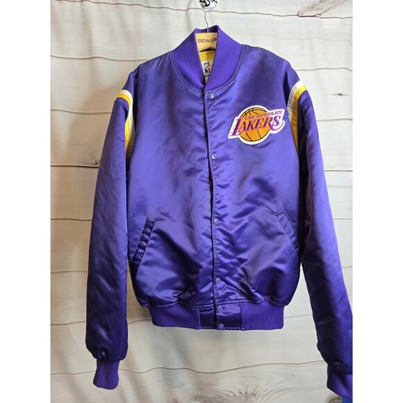 Vintage Starter NBA Los Angeles Lakers Satin Bomber Jacket Men's Sz XL - Picture 1 of 12